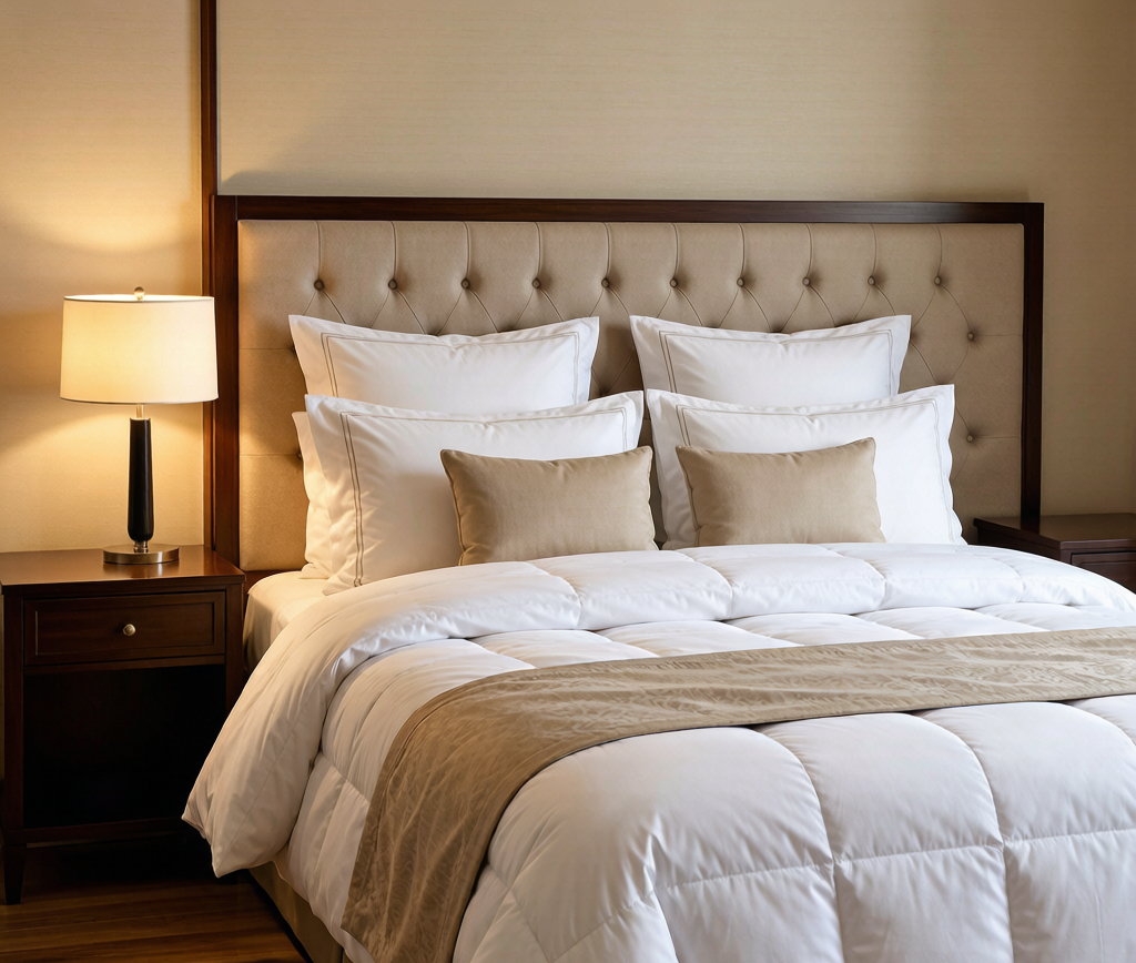 Hotel bedding — comforters, blankets, mattress pads and pillows